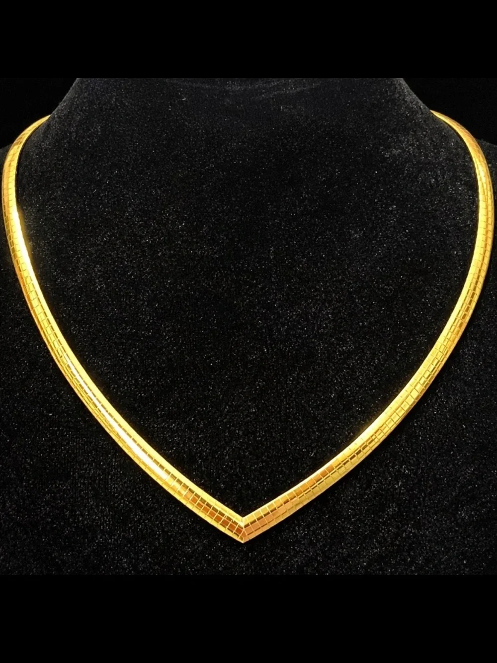 18k Gold Technibond omega mirror polished statement necklace estate vintage HSN